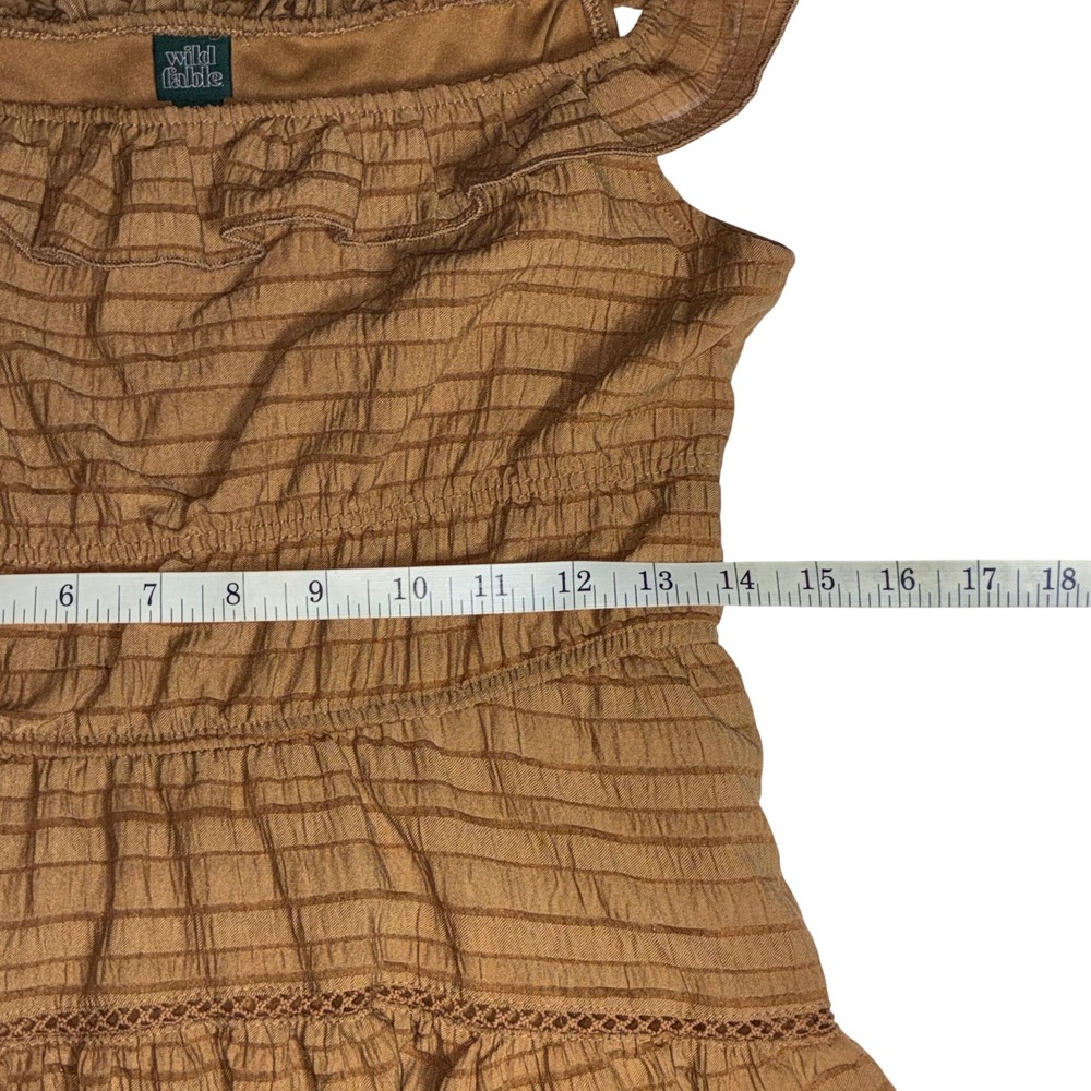 Wild Fable Brown Ruffle Off Shoulder Mini Dress Size M NWT Boho Cottagecore - Picture 8 of 10